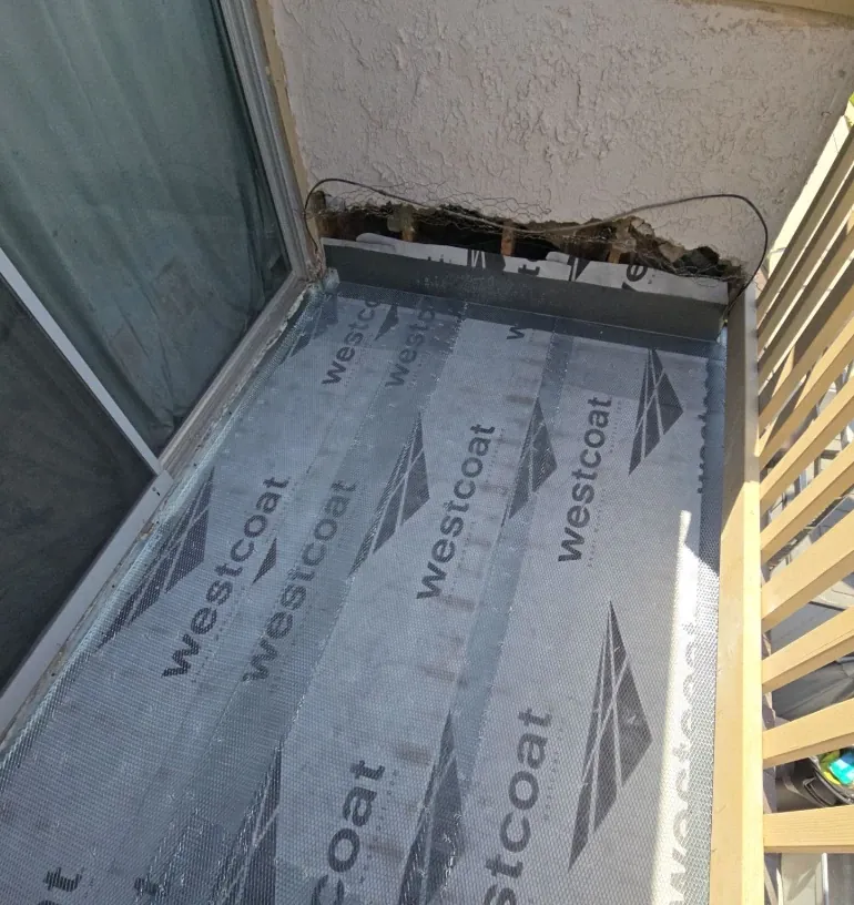 Deck framing and waterproofing repair